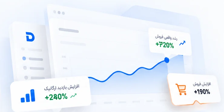 داشبورد تحلیل عملکرد و نمودار رشد فروش