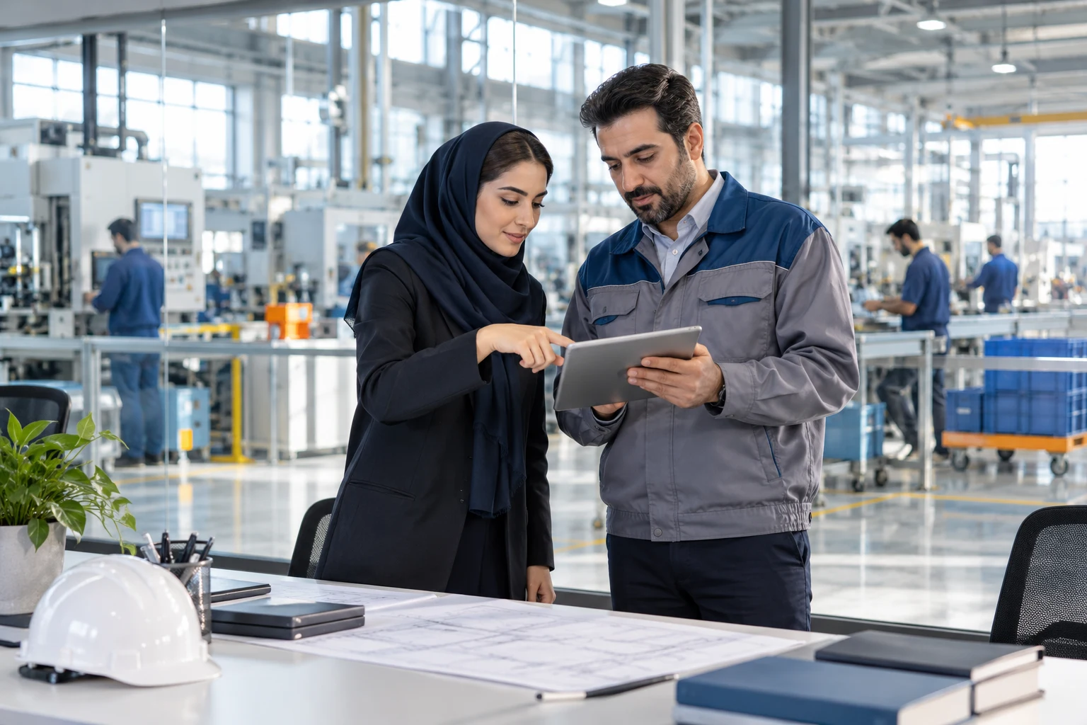 HRM — کسبوکار؛ ارتباط مشتری و عملیات را ببینید؛ تصویر مفهومی ساختهشده با هوش مصنوعی